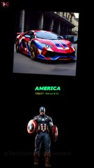 marvel and dc superheroes but Lamborghini Car Version @marvel