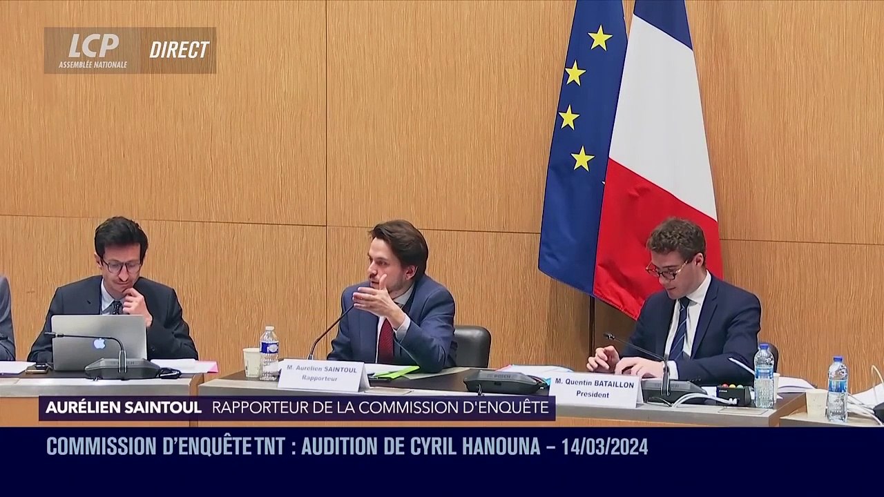 Cyril Hanouna auditionné par la commission d'enquête sur l'attribution, le contenu et le contrôle des autorisations de services de télévision à caractère national sur la télévision numérique terrestre (TNT).