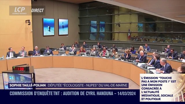 Cyril Hanouna devant la commission d'enquête ce jeudi 14 mars 2024.