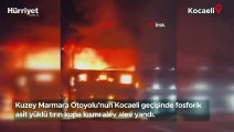 Kuzey Marmara Otoyolu'nda asit yüklü TIR alev alev yandı