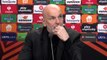 AC Milan coach Stefano Pioli reacts to his side beating Slavia Prague in the UEFA Europa League last 16