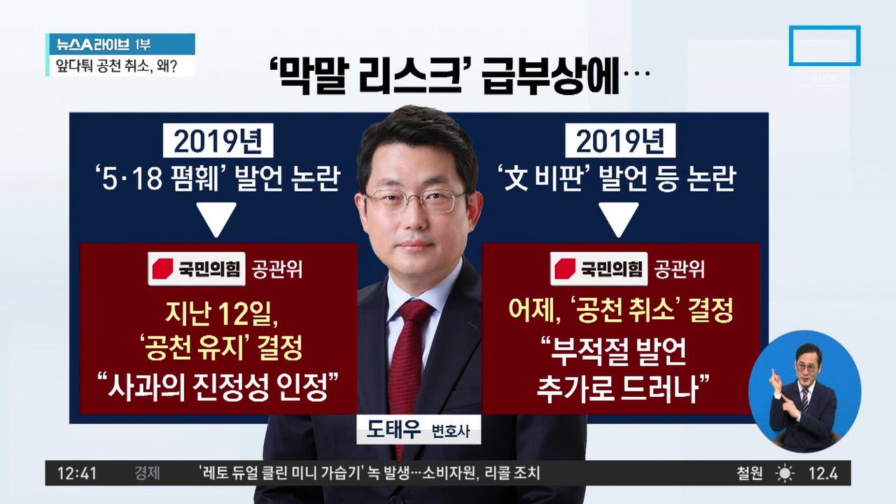 국민의힘, ‘막말 논란’ 도태우 공천 취소