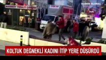 Yürekleri yakan anlar: Koltuk değnekli yaşlı kadını ittirerek yere düşürdü