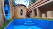 Building Jungle Underground House and Water slide to swimming pool