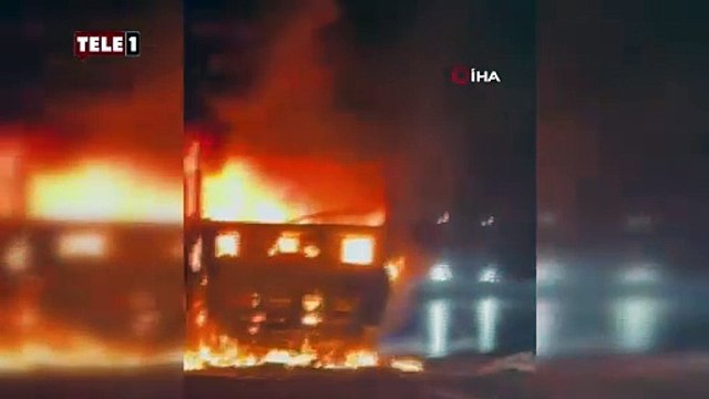 Facianın eşiğinden dönüldü, asit yüklü TIR alev alev yandı