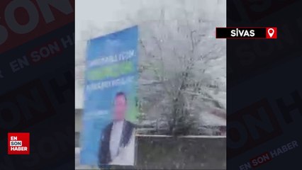 Sivas'ta baharın müjdecisi leylek kar altında kaldı