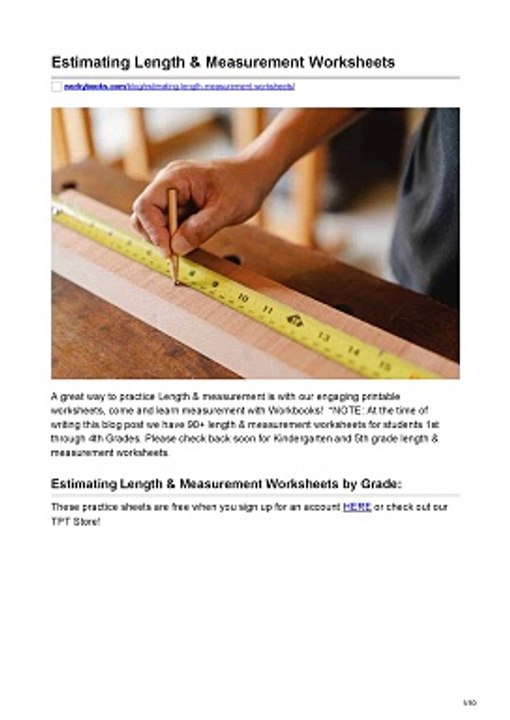 Estimating Length  Measurement Worksheets