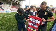 Rishi Sunak drops ball playing rugby at Gloucester