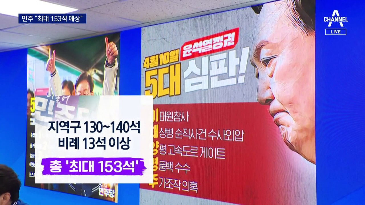 민주당 “최대 153석” 예상…국민의힘도 과반 기대