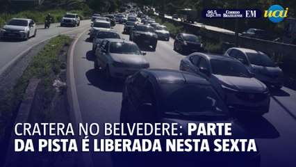 Cratera no Belvedere: trânsito fica congestionado mesmo com liberação parcial de avenida