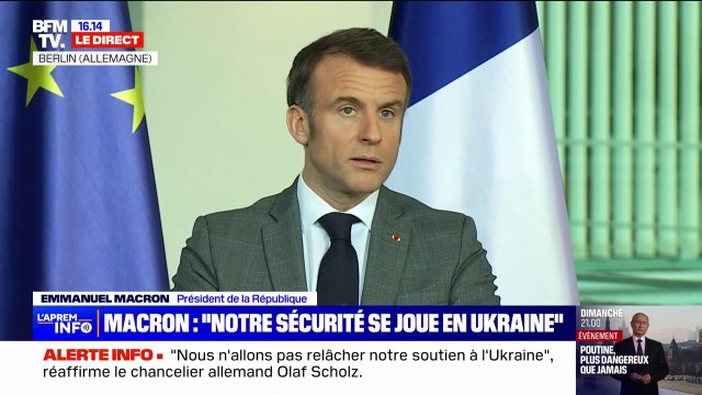 Emmanuel Macron salue la lucidité partagée par la France, l'Allemagne et la Pologne sur la situation en Ukraine et la volonté commune de ne jamais laisser gagner la Russie