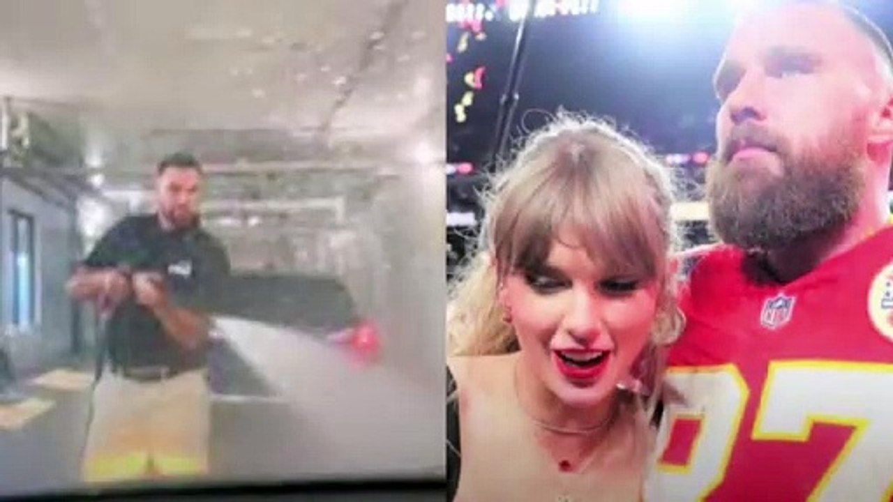 Travis Kelce Caught wash Taylor Swift car in LA house