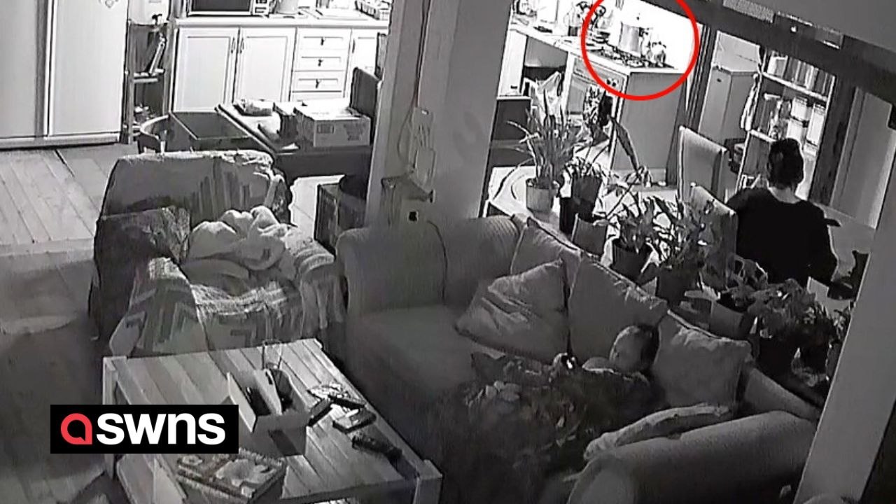 Terrifying moment pressure cooker exploded - spurting steam and boiling soup across the room