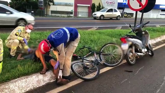 Ciclista fica ferido em acidente na marginal da rodovia BR-277