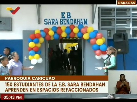 Caracas | Recuperación de la E.B. Sara Bendahan favorecerá a 150 estudiantes de la parroquia Caricuao
