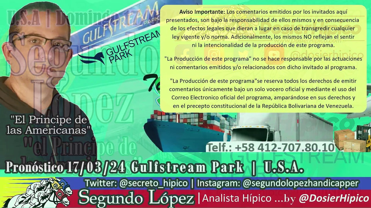 Segundo López "El Príncipe de las americanas" | Pronóstico 17/03/24 Gulfstream Park | USA | DH#72