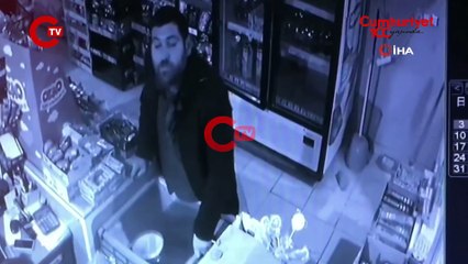 Bakkalda panik anları... Gaz doldurduğu çakmak bir anda patladı!