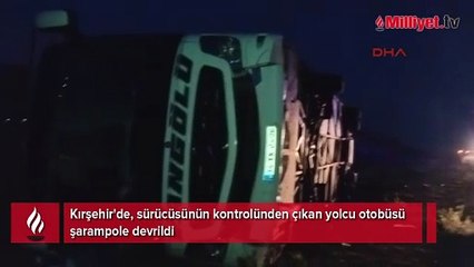Yolcu otobüsü şarampole devrildi: Yaralılar var