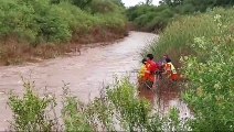 El rescate de padre e hijo que quedaron atrapados en una isla por la crecida de un río de Anta