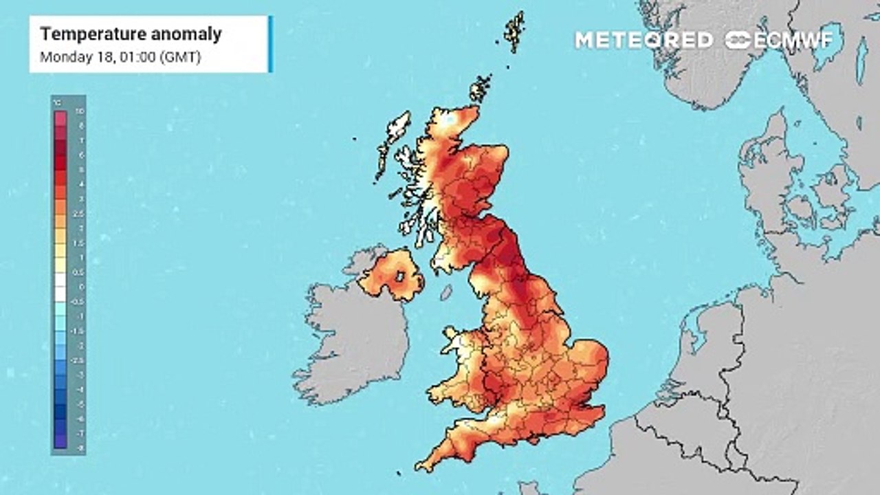 Mild for all areas on Monday however cooler air will begin to edge into northern areas on Tuesday.