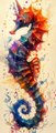 vibrant colorful seahorse line art,Midjourney prompts