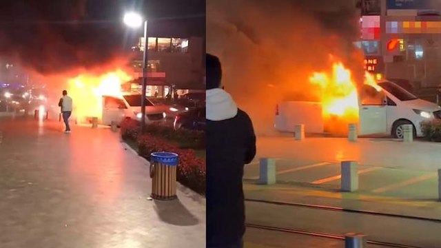 Belediye başkan adayının seçim minibüsü yandı