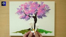Acrylic Painting cherry blossom tree using aluminum foil paper #purnastories