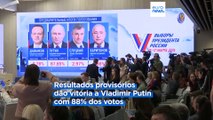 Putin vence com 88% dos votos nas eleições presidenciais russas mais participadas de sempre