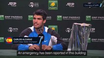 Alcaraz trophy talk interrupted by fire alarm