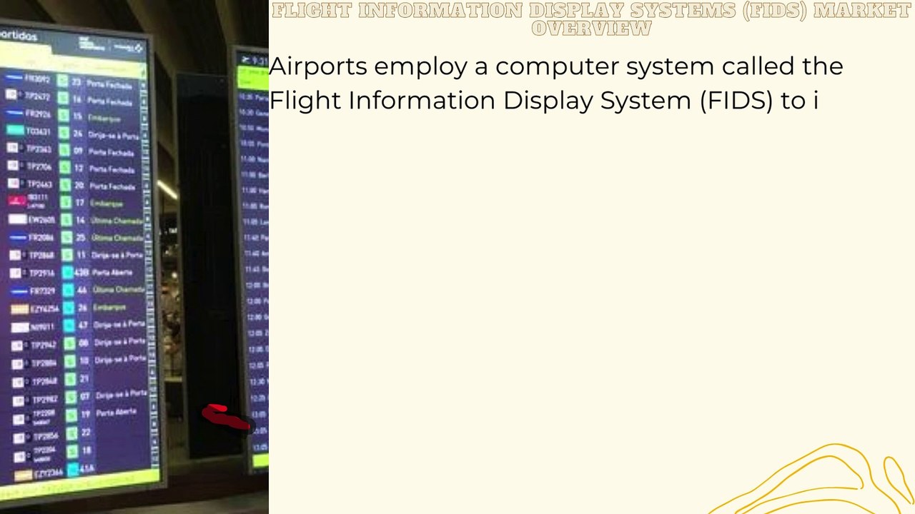 Flight Information Display Systems (FIDS) Market - Global Industry Analysis, Size, Share, Growth Opportunities, Future Trends, Covid-19 Impact, SWOT Analysis, Competition and Forecasts 2022 to 2030