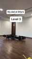 60-Year-Old Man Does Increasingly Difficult Pushup Variations With Son
