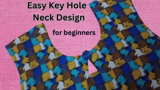 Easy Key Hole Neck Design for Beginners || Printed Kurti Front Neck Design ||