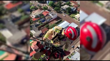 Resgate em altura: Veja como foi o trabalho do Corpo de Bombeiros
