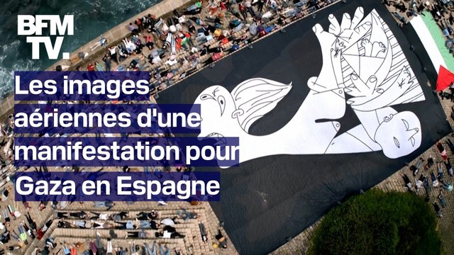 Gaza: en Espagne, des manifestants s'allongent autour d'une représentation de Guernica en soutien aux victimes civiles