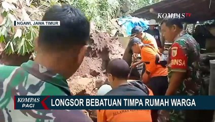 Longsor di Ngawi, Batu Raksasa Timpa Rumah Warga