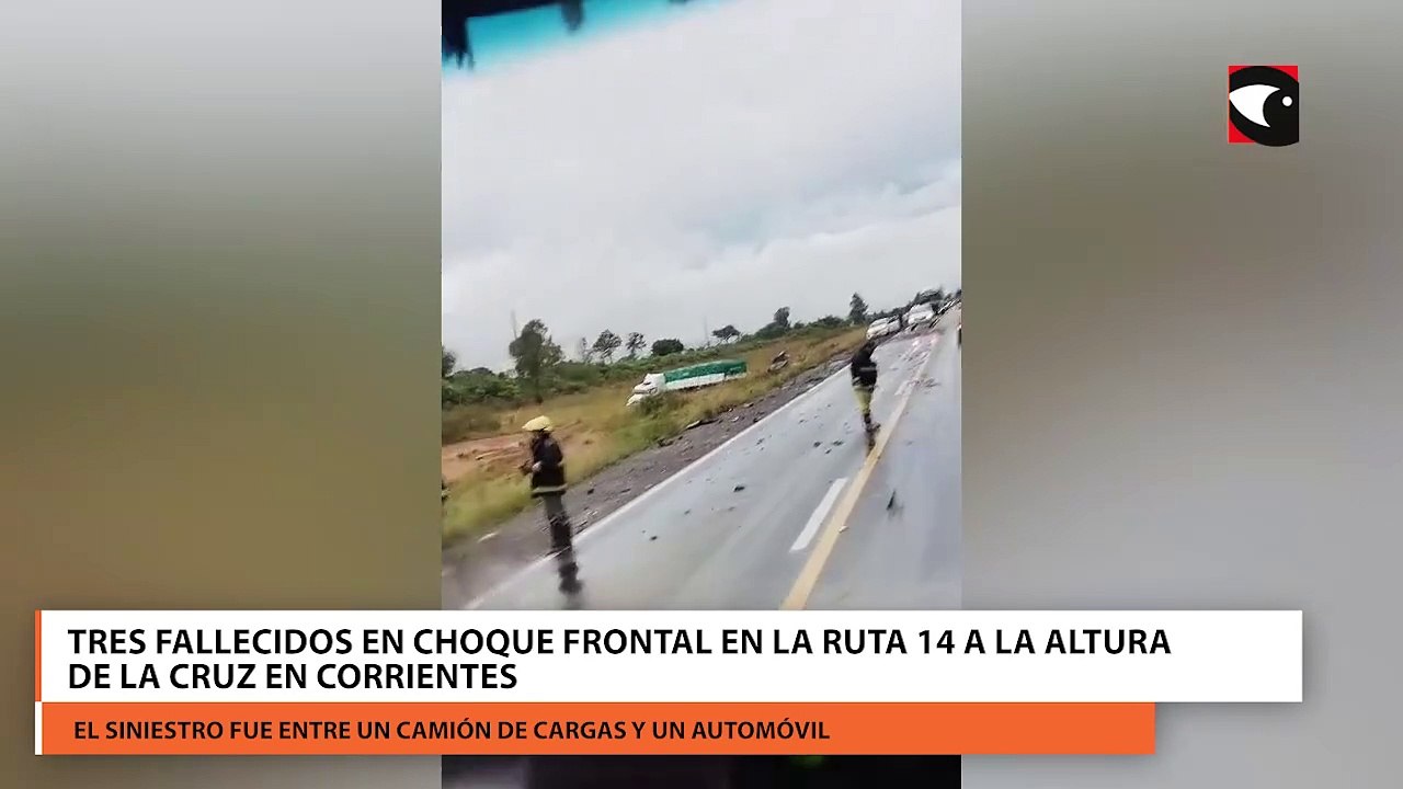 Tres fallecidos en choque frontal en la Ruta 14...