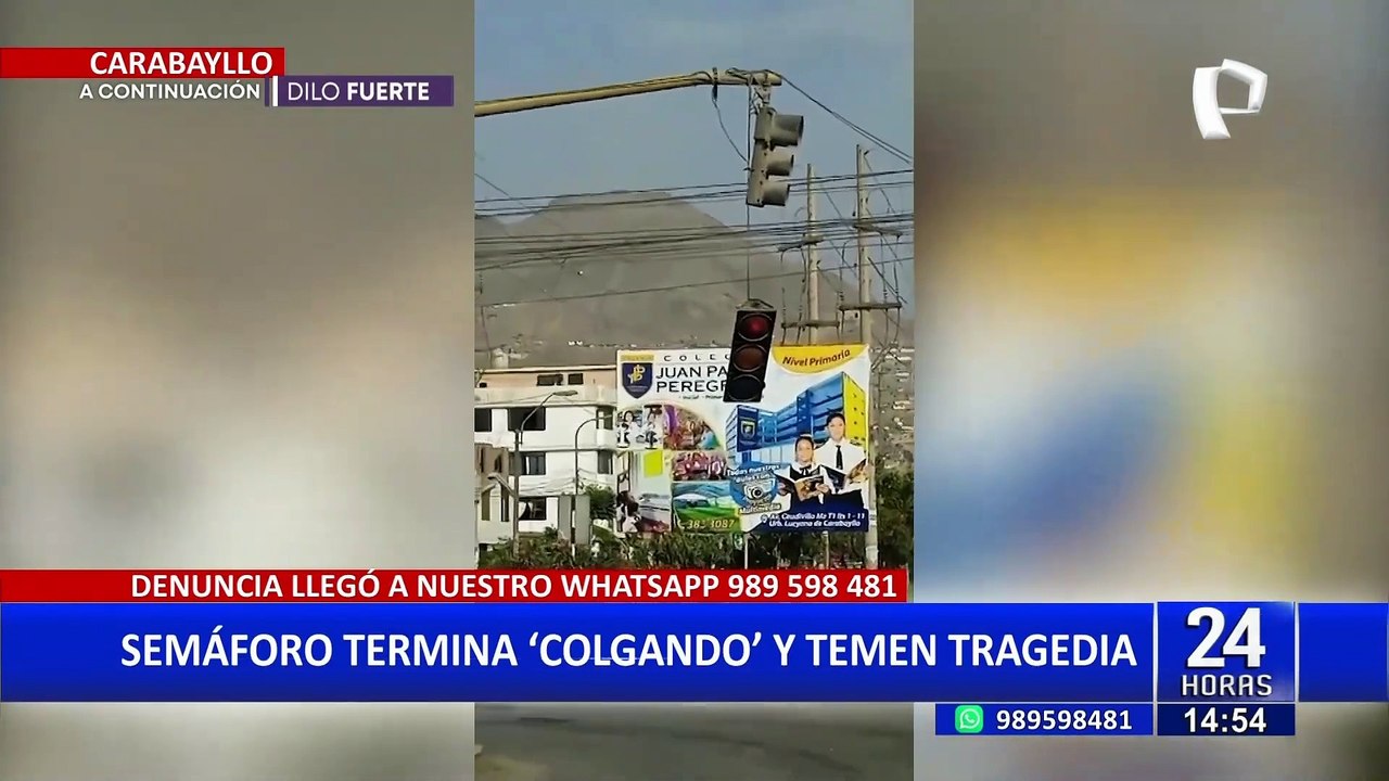 Carabayllo: Semáforo cuelga y genera temor de una posible tragedia entre los vecinos