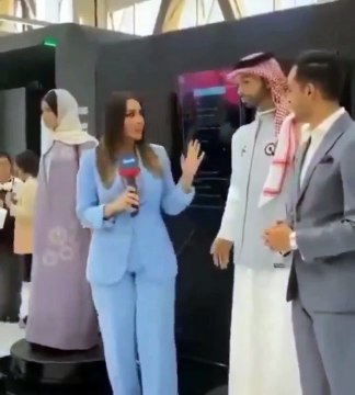 Saudi Arabia's first male robot inappropriately touches reporter