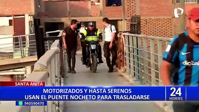 Santa Anita: motociclistas usan puente peatonal y ponen en peligro a transeúntes