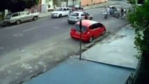 Incredible footage shows car smashing woman