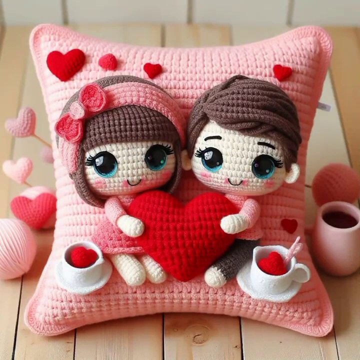 Cute  Crochet Valentine day Cushions Model share ideas   beautiful Creation #crochet #cute