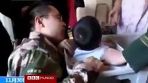 Angustioso rescate de un niño chino atrapado en la lavadora