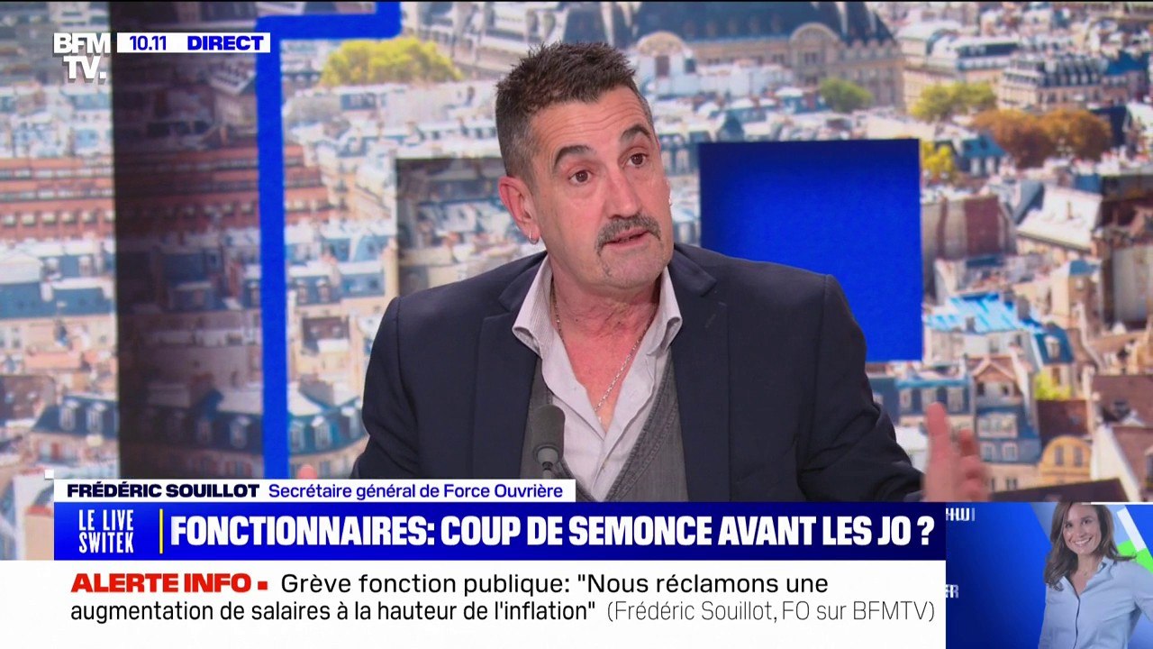 Grève de la fonction publique: "Nos fédérations ont déposé un préavis de grève qui démarre aujourd'hui et qui va jusqu'à mi-septembre" affirme Frédéric Souillot, secrétaire général de Force Ouvrière