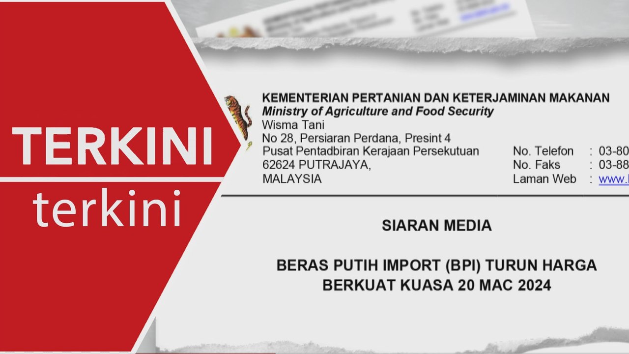 [TERKINI] Harga jualan runcit beras putih import turun kuat kuasa esok