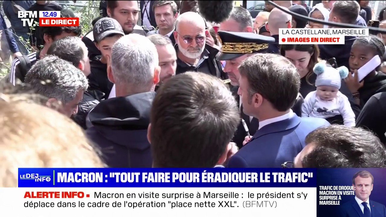 "Nous sommes ghettoïsés": un homme interpelle Emmanuel Macron dans le quartier de La Castellane à Marseille