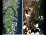 Imágenes de satélite antes y después del tsunami Japón