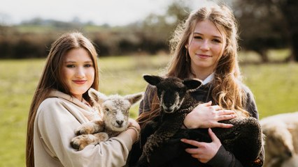 Rare twin lambs shock family after one is born black and the other white