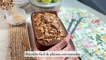 Bizcocho fácil de plátano y manzana