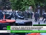 His death sparked London riots but no police at funeral