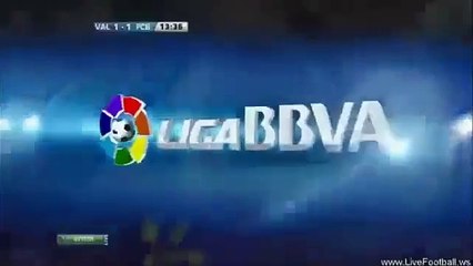 Valencia vs. FC Barcelona 1-1 - Pedro Goal [All Goals Liga BBVA J5]